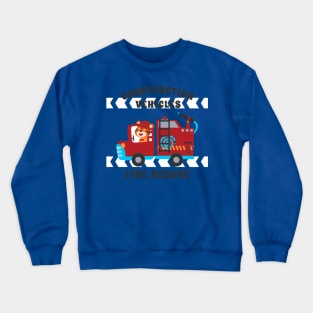 Vector illustration of contruction vehicle with cute litle animal driver Crewneck Sweatshirt